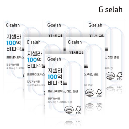 [6개월분] 지셀라 100억 비피락토 비피더스균 함량 높인 배변활동 도움주는 쾌변유산균, 6박스, 30정