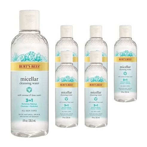 버츠비 미셀라 클렌징 워터 3 인 1 코코넛 & 로터스, 6개, 236.5ml