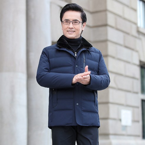 【DF】겨울 새로운 중년 남성 다운 재킷 짧은 재킷 화이트 오리 따뜻한 아빠 코트 남자