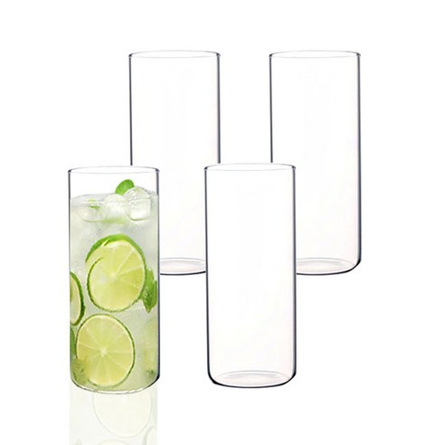 BESTAR 홈카페 투명 내열유리컵 370ml, 4개