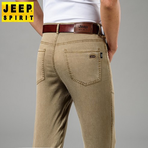 JEEP SPIRIT 지프 스피릿 바지 남성 여름 가을 새로운 디자인 스트레이트 캐주얼 팬츠 느슨한 비즈니스 스트레치 패션 미드 웨이스트 얇은 남자 바지 J7026