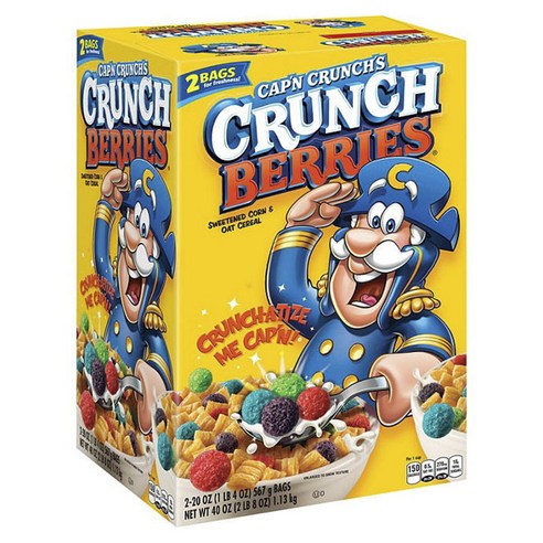 퀘이커 Crunch Berries Sweetened Corn & Oat Cereal 2개입, 1.13kg, 1개