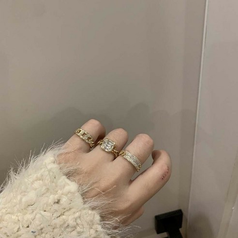 야생 레트로 지르콘 여성 손가락 반지 금속 체인 반지 패션 쥬얼리