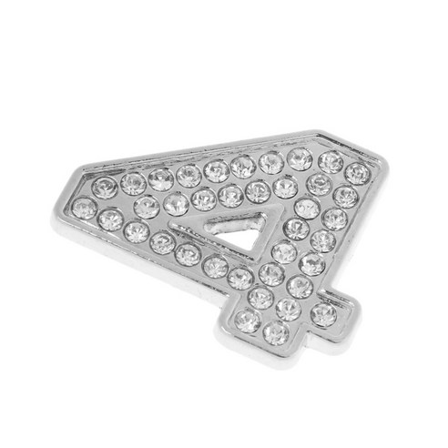 라인 석 Diamante DIY 번호 4 알파벳 3D 자동차 배지 스티커 데칼 엠블럼, 실버, 아연 합금 Diamante