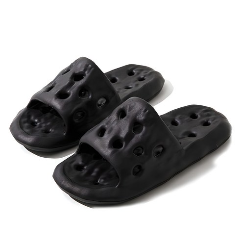 뉴앤리 푹신한 EVA 물빠짐 미끄럼방지 욕실화, 블랙, 1개