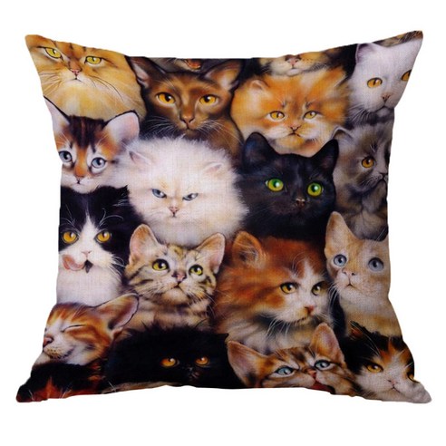 절묘한 표준 리넨 동물 패턴 거실 Pillowslip 베갯잇, 고양이 45x45cm, 설명