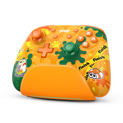 이이네 오렌지 샤크 컨트롤러 도크 세트 터보&매크로 설정 지원 게임패드 Switch/PC/Phone 호한 조이스틱, 2세트