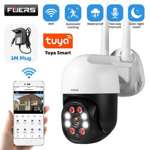 카메라스마트 야외 홈 보안 자동 추적 인간 감지 감시, 3m 3MP Cam 64G card_CHINA | 미국