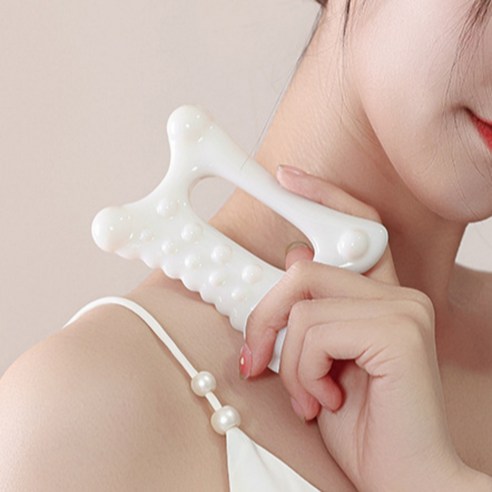 나미스 세라믹 괄사 얼굴 경락 마사지기, 아이보리, 1개