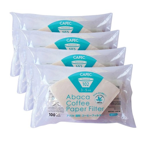 카펙 아바카 부채꼴 커피 페이퍼 필터 종이, 4세트, 100개, 102 화이트(AB-102W)