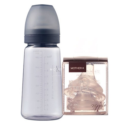 마더케이 베이직 PPSU 젖병 280ml + 젖꼭지 2p 세트, 3단계(2~4개월), 네이비