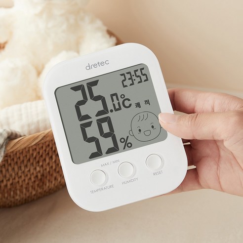 드레텍 신생아온습도계 디지털온습도계 온습도계 온도계 습도계 시계, 화이트, 색상:O430(화이트)
