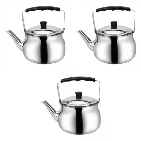 3x 야외 캠핑 피크닉 물 주전자 주전자 커피 포트 주방 요리, 은, 0.8L 1.0L 1.5L, 스테인레스 스틸