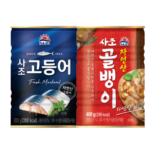 사조 통조림 고등어 300g 5캔+자연산골뱅이 400g 5캔/무배