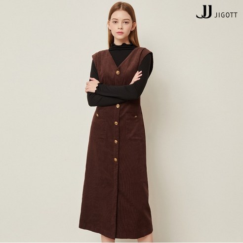 JJ지고트 코듀로이 슬리브리스 원피스 GMBP0OP21