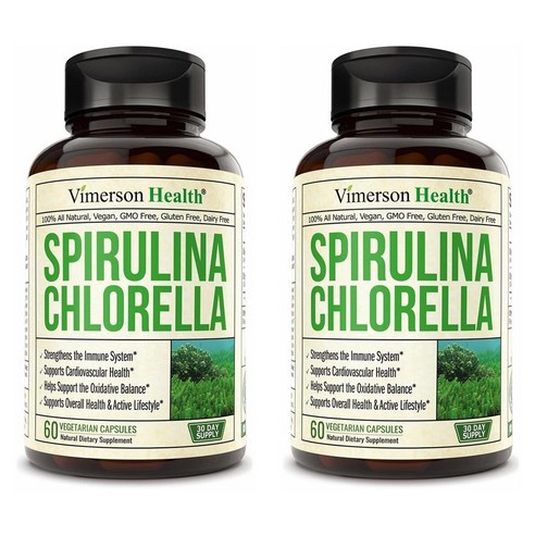 Vimerson Health Spirulina Chlorella 미국 비머슨헬스 스피루리나 클로렐라 60베지캡슐 2팩, 2개, 60개