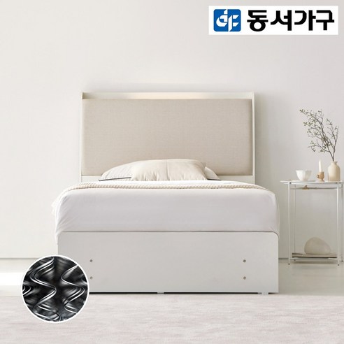 동서가구 블라이 LED 조명 패브릭 슈퍼싱글 침대 SS 양면매트리스 DF923175, 워시