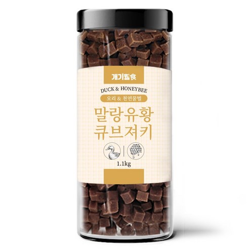 개기월식 말랑 유황 큐브 져키 강아지 간식, 오리+천연벌꿀, 1.1kg, 1개