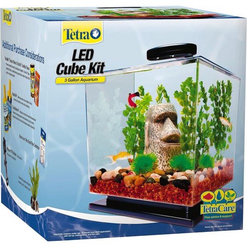 테트라 LED 큐브 모양의 받침대가 있는 3갤런 수족관 칼라테트라 테트라 LED 큐브 모양의 받침대가 있는 3갤런 수족관 칼라테트라
