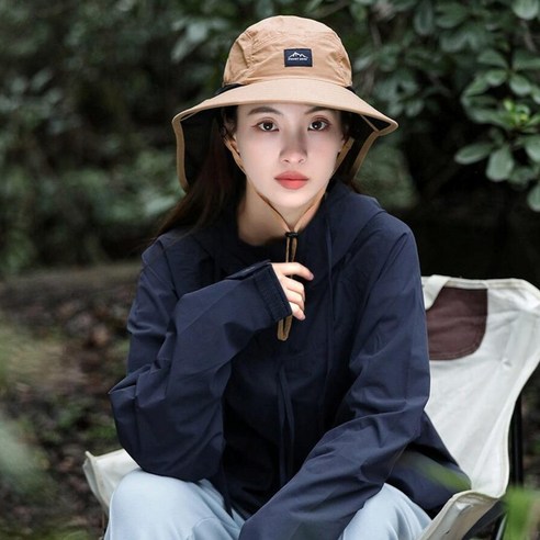 랏츠오브 와이드챙 자외선차단 버킷햇 넥커버 모자, 카멜