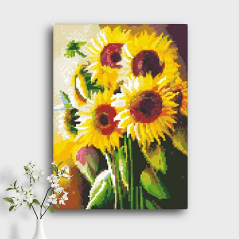 오늘의오브제 DIY 보석십자수 캔버스형 40x30cm, A1_02_활짝 핀 해바라기, 1개