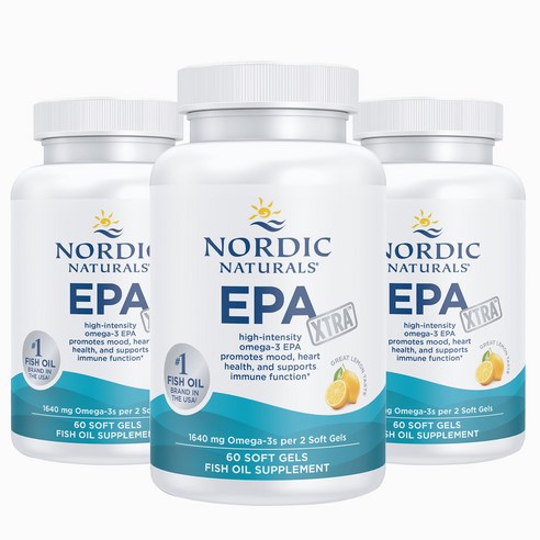 Nordic Naturals EPA 엑스트라스트랭스 1640mg 오메가 3 레몬 소프트젤, 60정, 3개