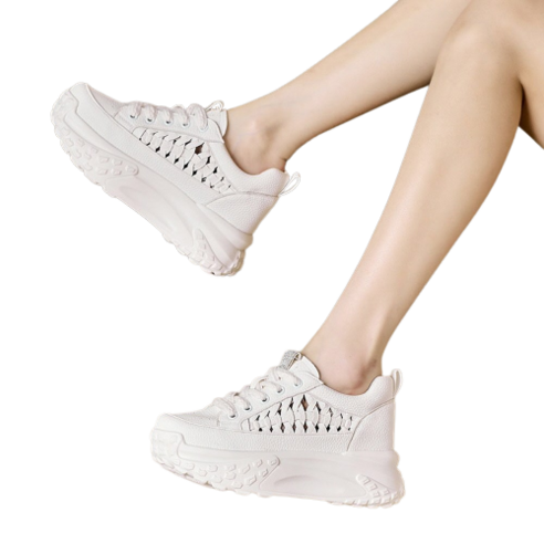 도오빠 지크오 여성 가죽 스니커트 7CM 키높이 운동화 통굽 하이힐 워킹화 여자스니커즈 발편한 신발