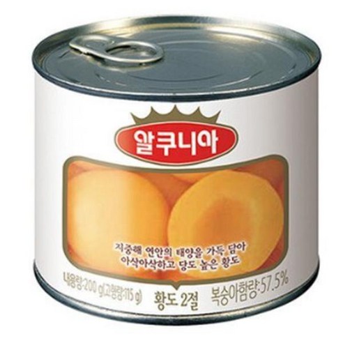 농심 알쿠니아 황도(200g×3캔)1세트 과일통조림 황동 백도 복숭아 병문안 캠핑 과일디저트, 1개