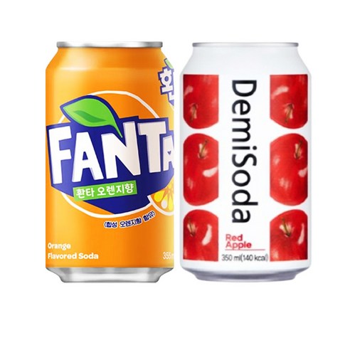 상큼한 환타 오렌지와 달콤한 데미소다 레드애플, 12캔으로 즐기는 짜릿한 행복!