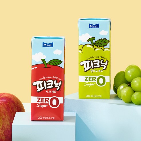 제로 칼로리로 즐기는 상큼한 과일 맛, 매일 피크닉 제로 사과+청포도!