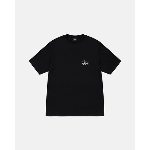 편안하고 세련된 Stussy 베이직 블랙 로고 반팔 티셔츠