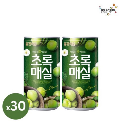 웅진 초록매실 180ml 30캔 미니 캔음료 음료수 과즙