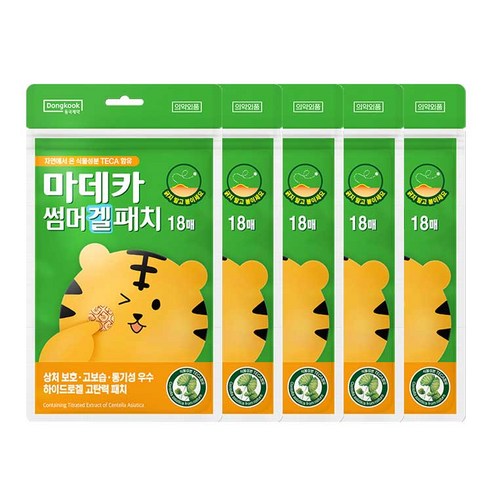 동국제약 썸머 겔 패치 18매 상처보호 의약외품 하이드로겔 여름 야외활동 필수템 썸머패치, 5개