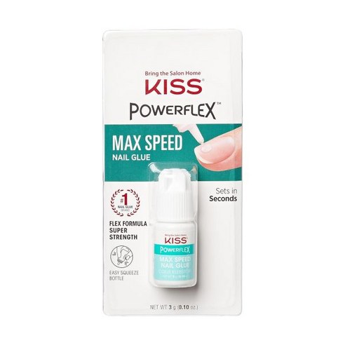   KISS PowerFlex 최대 속도 네일 접착제 - 글루온 및 노즐 팁 어플리케이터 수리용 급속 건조 접착제 & 랩에 이상적임 순 중량 0.10oz (3g), 1