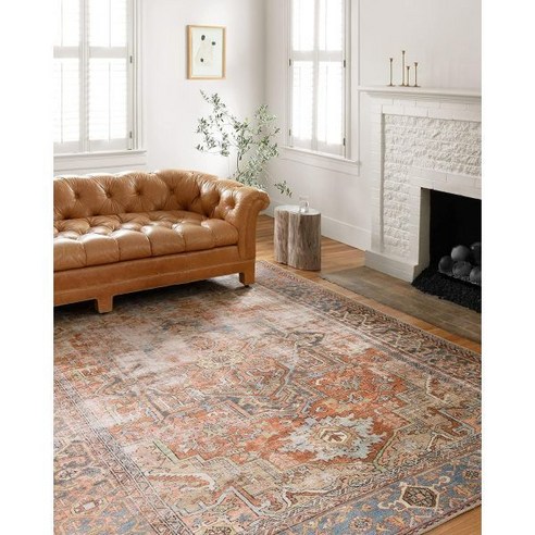Loloi II 로렌 테라코타스카이 50 x 76 에어리어 러그, Terracotta / Sky_5'-0