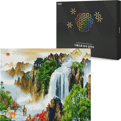 디패스트 보석십자수 DIY 40X50cm 구슬 비즈 공예 액자형 캔버스형 집들이선물 세트, 1세트, DF-612 무릉도원