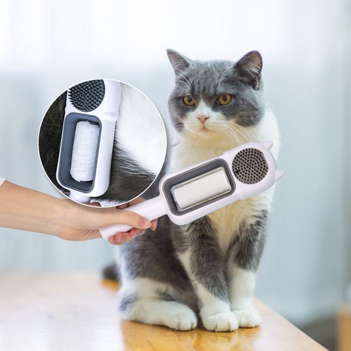 ZOZOFO 고양이 강아지 브러쉬 반려동물 쇼트 롱 대형견 털제거 마사지빗 청소 브러쉬, 2개, 화이트