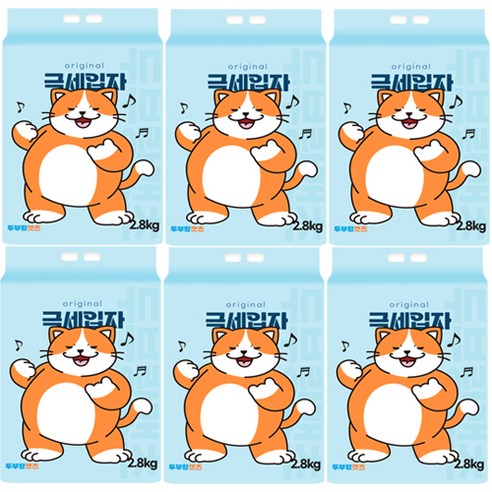 두부랑캣츠 응고형 극세입자 오리지날 고양이 모래, 2.8kg, 6개, 오리지널