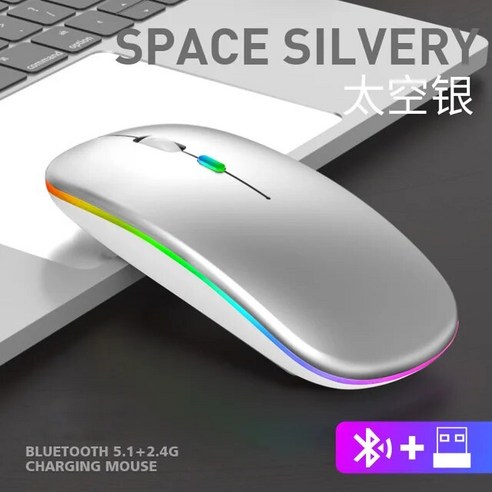 무선 마우스 자동 충전식 Ergonomic 듀얼 모드 Mause 1600dpi RGB LED 백라이트 마우스