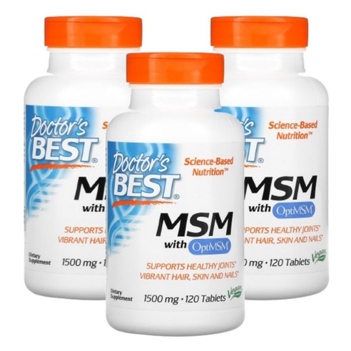 [Doctor's Best] 닥터스 베스트 MSM 위드 옵티MSM 1500 mg 120 타블렛 3개 세트, 120정