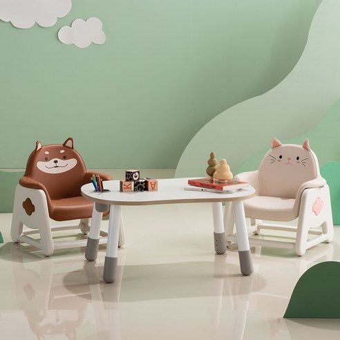 고품질 키즈책상의자세트 시바 냥이