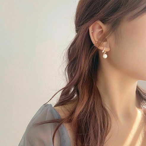 여성 선물 기질 여성 귀걸이 나선형 진주 한국어 스타일 드롭 귀걸이
