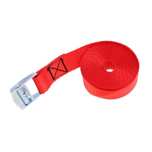 금속 캠 버클 루프 랙이있는 25mm x 2.5m 헤비 듀티 타이 다운 스트랩 트레일러화물 수하물로드 래싱 벨트 달아서, 레드, 폴리 에스터