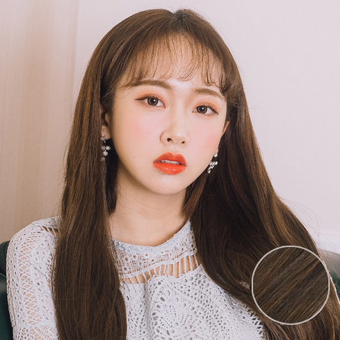 가발매니아 크림C컬 5 헤어피스 50cm 붙임머리 가발 (제디원사), 투톤브라운
