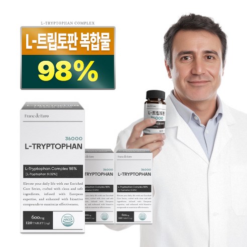 프랑드유로 L 트립토판 36000 [순도 99.4%] 세로토닌, 3박스, 120정
