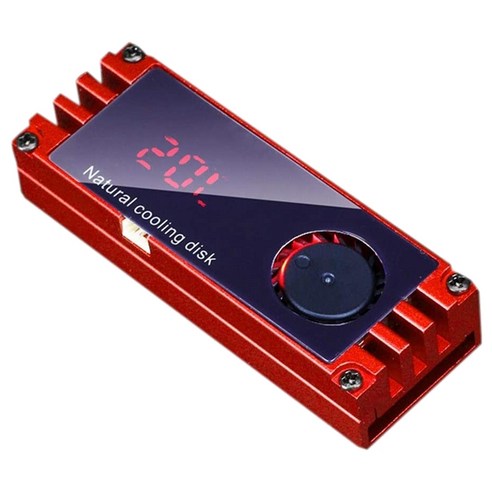 SSD 히트 싱크 쿨러 OLED 디지털 디스플레이 M.2 NVME 2280 솔리드 스테이트 디스크 라디에이터 냉각 팬 열 열 패드, 하나, 빨간
