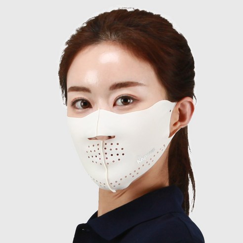 네이팡 슬림 에어홀 남녀공용 자외선 차단 스포츠 운동 안면 입체 쿨링 마스크, 아이보리