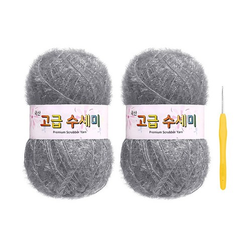 울클럽 별꽃수세미 DIY 고급수세미실 80g 2볼 + 코바늘 6호 (동영상제공), 151연그레이