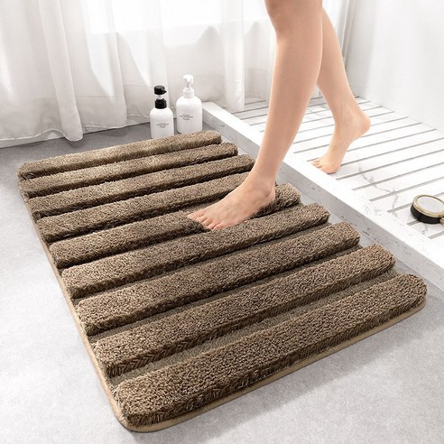Linzheng북유럽 심플한 욕실 부드러운 흡수 미끄럼 방지 카펫, 풍림-브라운, 40*60cm
