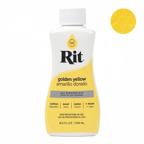 RIT DYE 리트다이 섬유 면 전용염색 라탄, 액체(236ml), Golden Yellow